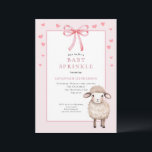 Invitation Dusty Pink Baby Sprinkle with Bow and Cute Lamb<br><div class="desc">Sweet Dusty Pink Bow Little Lamb Baby Shower Girl Sprinkle Invitation Celebrate the upcoming arrival of a little one with this adorable Pink Baby Sprinkle Invitation featuring a sweet watercolor lamb and delicate pink bow. Perfect for welcoming a second baby or a smaller celebration, this elegant invitation combines soft pastel...</div>