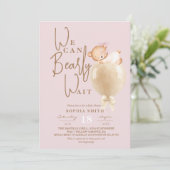 Invitation Dusty Pink Bear Balloon Baby Shower (Debout devant)
