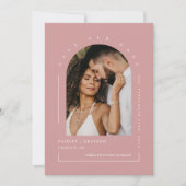 Invitation Dusty Pink Boho Arch Photo QR Code Enregistrer not (Devant)