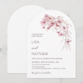 Invitation Dusty Pink Boho Flowers White Casual Wedding (Devant / Derrière)