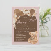Invitation Dusty Pink Boho Teddy Bear Baby shower (Debout devant)