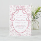 Invitation Dusty Pink Bow Chinoiserie Baby shower Floral (Debout devant)