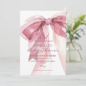 Invitation Dusty Pink Bow Girl Baby Shower  (Debout devant)
