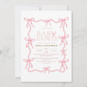 Invitation Dusty Pink Bow Pastel Baby Shower (Devant)