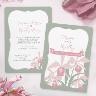 Invitation Dusty pink Cattleya orchid wedding modern floral