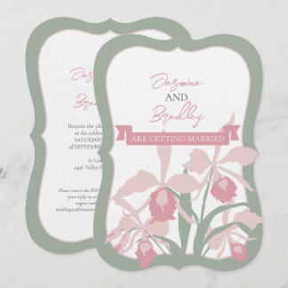 Invitation Dusty pink Cattleya orchid wedding modern floral