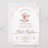 Invitation Dusty Pink Cowgirl Bottes Premier Rodéo 1er Annive (Devant)