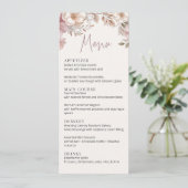 Invitation Dusty Pink Cream Magnolia Floral Wedding Menu Card (Debout devant)