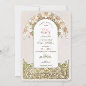 Invitation Dusty Pink Daisies Mariage Art Nouveau (Devant)