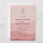 Invitation Dusty Pink Desert Cactus Mariage occidental (Devant)