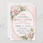 Invitation Dusty Pink Floral Eucalyptus 15th Birthday Invite (Devant)