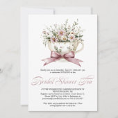 Invitation Dusty Pink Floral Teacup Bridal Shower Tea (Devant)