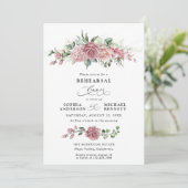 Invitation Dusty Pink Floral Wedding Rehearsal Dinner  (Debout devant)