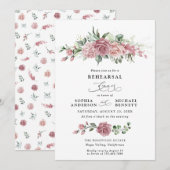 Invitation Dusty Pink Floral Wedding Rehearsal Dinner  (Devant / Derrière)