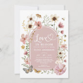 Invitation Dusty Pink Love in Bloom Fleur sauvage Fête des ma (Devant)