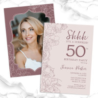 Dusty Pink Mauve Photo Surprise 50e anniversaire