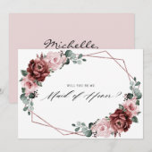 Invitation Dusty Pink Mauve Rose Serez-vous ma bonne d'honneu (Devant / Derrière)