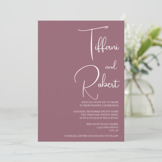 Invitation Dusty Pink Modern Minimalist Wedding (Debout devant)