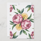 Invitation Dusty Pink Peonies et Lemon Engagement Party (Dos)