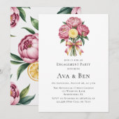 Invitation Dusty Pink Peonies et Lemon Engagement Party (Devant / Derrière)