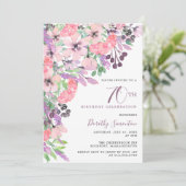 Invitation Dusty Pink Purple Fleur sauvage 70e anniversaire (Debout devant)