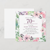 Invitation Dusty Pink Purple Fleur sauvage 70e anniversaire (Devant / Derrière)