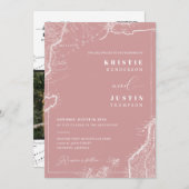 Invitation Dusty Pink Retro Voyage QR Code Mariage photo (Devant / Derrière)