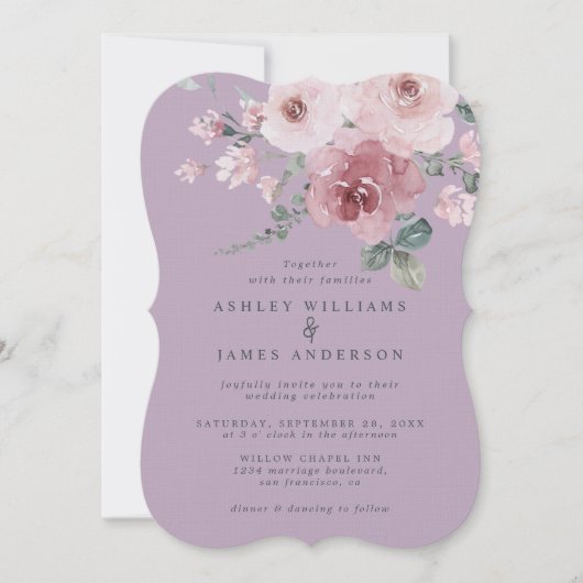 Invitation Dusty Pink Rose Fair Orchid Wedding (Devant)
