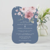 Invitation Dusty Pink Rose Moonlight Blue Wedding (Debout devant)