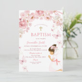 Invitation Dusty Pink Watercolor Baptism for Daughter (Debout devant)
