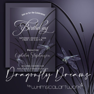 Invitation Dusty Plum Dragonfly Anniversaire