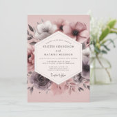 Invitation Dusty Plum Hazy Bloom Wedding (Debout devant)