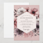 Invitation Dusty Plum Hazy Bloom Wedding (Devant / Derrière)