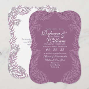 Invitation Dusty Plum Mariage Botanique Vintage