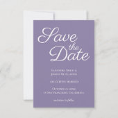 Invitation Dusty Purple and White Elegant Enregistrer la date (Devant)