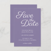 Invitation Dusty Purple and White Elegant Enregistrer la date (Devant / Derrière)