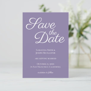 Invitation Dusty Purple and White Elegant Enregistrer la date