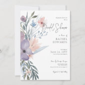 Invitation Dusty Purple & Blue Boho Fête des mariées florale (Devant)