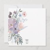Invitation Dusty Purple & Blue Boho Floral Carré Mariage (Dos)