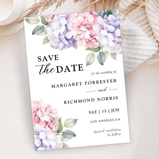 Invitation Dusty Purple & Blush Pink Hydrangea Enregistrer La