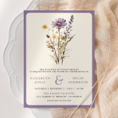 Invitation Dusty Purple Boho Fleur sauvage Photo QR Code Mari