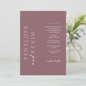 Invitation Dusty Purple Boho Mariage moderne Photo QR Code (Debout devant)