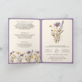 Invitation Dusty Purple Boho Wildflower QR Code Wedding (Intérieur)