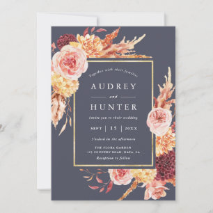 Invitation Dusty Purple Burgundy Terracotta Mariage Floral