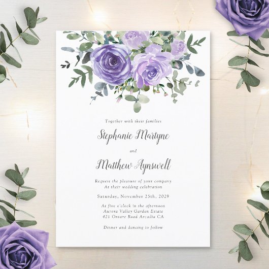 Invitation Dusty Purple Eucalyptus Mariage botanique