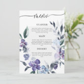 Invitation Dusty Purple Floral Garden Menu de mariage, (Debout devant)