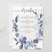 Invitation Dusty Purple Floral Garden Menu de mariage, (Dos)