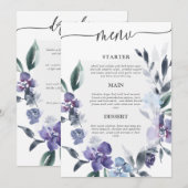 Invitation Dusty Purple Floral Garden Menu de mariage, (Devant / Derrière)