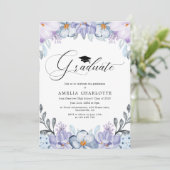 Invitation Dusty Purple Floral Graduation Party (Debout devant)