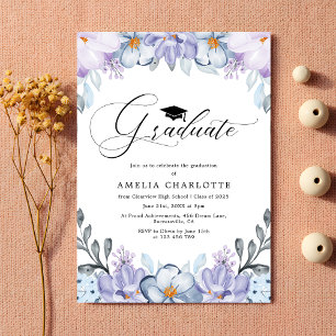 Invitation Dusty Purple Floral Graduation Party